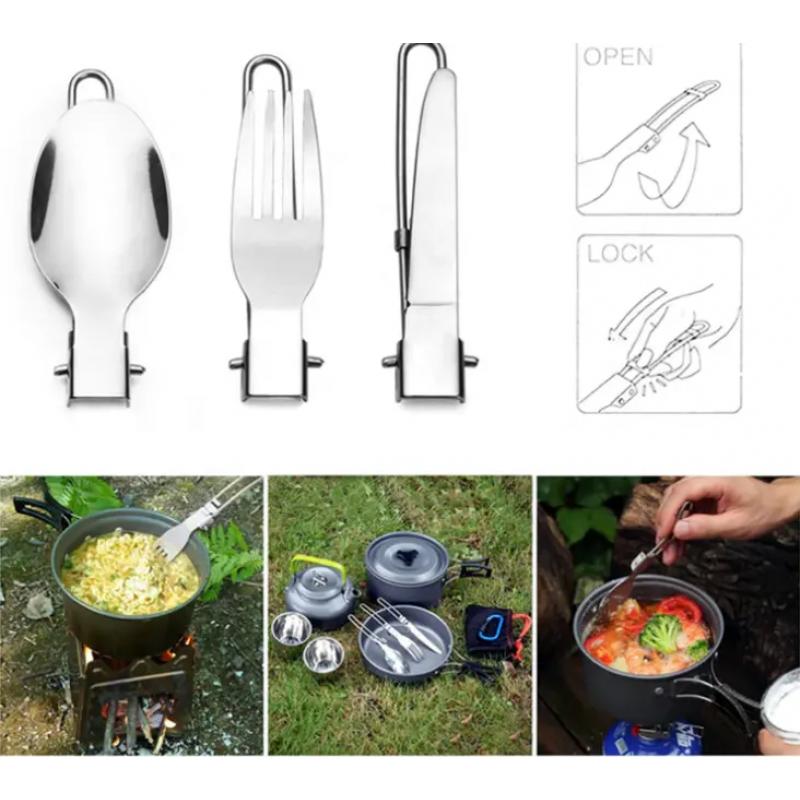 Hot selling outdoor supplies 2-3 people camping POTS with portable teapot cover pot combination 