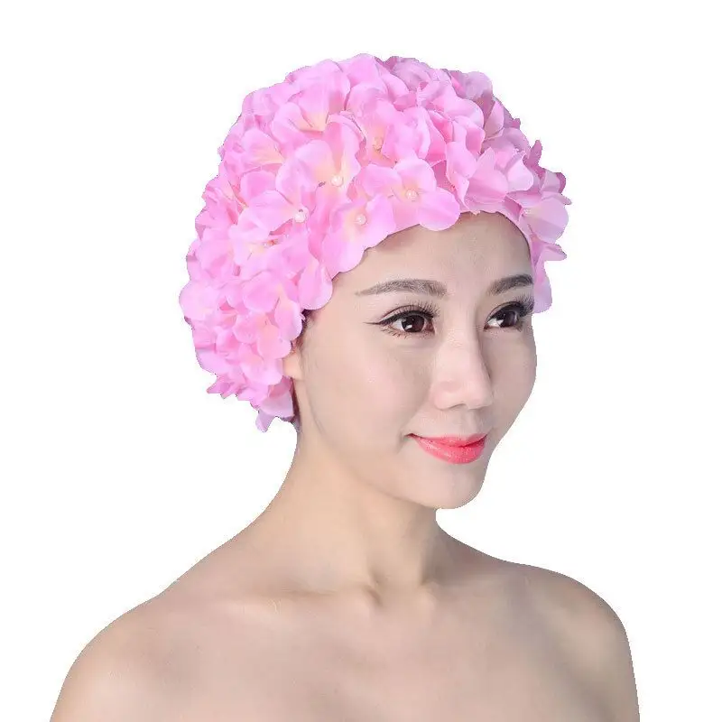 New handmade flower swimming cap adult European and American fashion swimming cap petal hair care swimming cap 