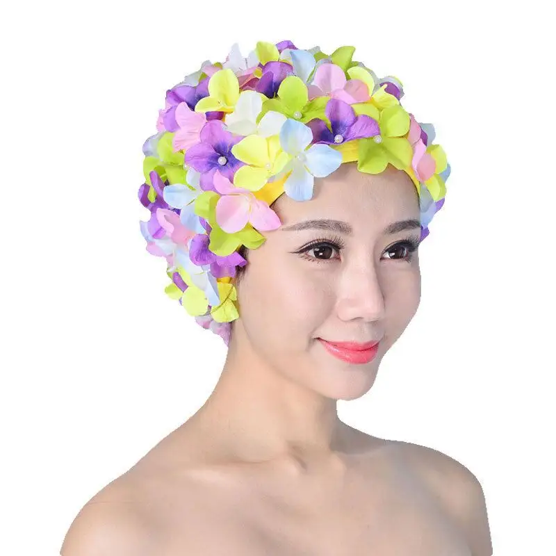New handmade flower swimming cap adult European and American fashion swimming cap petal hair care swimming cap 