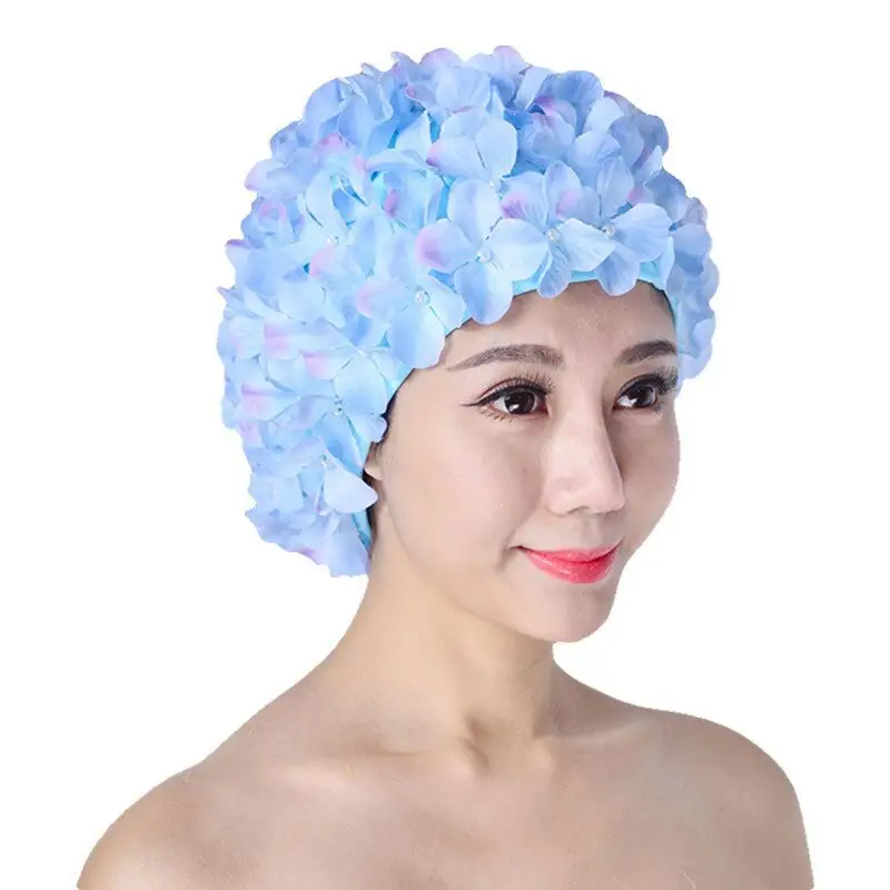 New handmade flower swimming cap adult European and American fashion swimming cap petal hair care swimming cap 