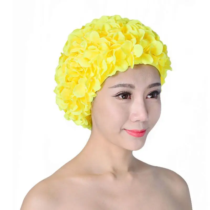 New handmade flower swimming cap adult European and American fashion swimming cap petal hair care swimming cap 