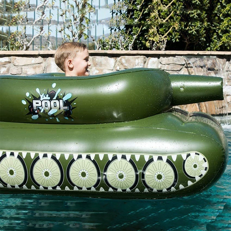 2021 new style inflatable tank water spray armored car  adult floating row swimming ring 