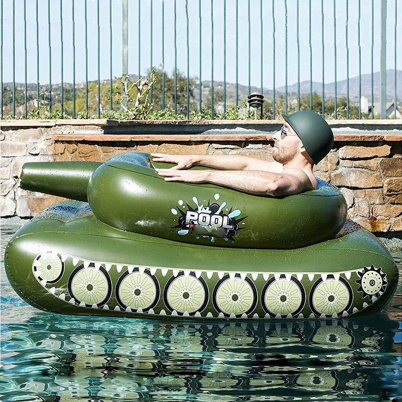 2021 new style inflatable tank water spray armored car  adult floating row swimming ring 